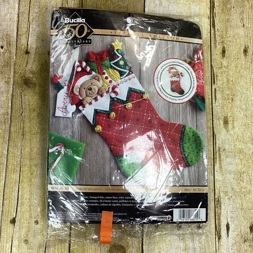 Bucilla Felt Stocking Kit Christmas Holiday Teddy Bear 86815 New Damaged Package